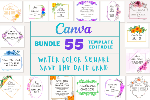 Download 55 Water Color Square Save the Date Card - Save Collection