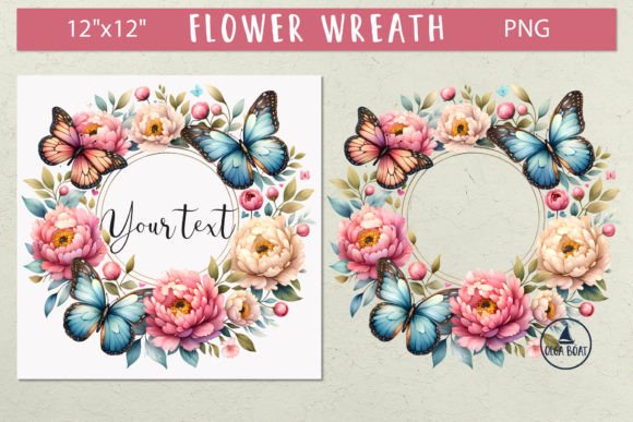 Download Butterfly Flower Frame Floral Wreath Png - Premium Resources