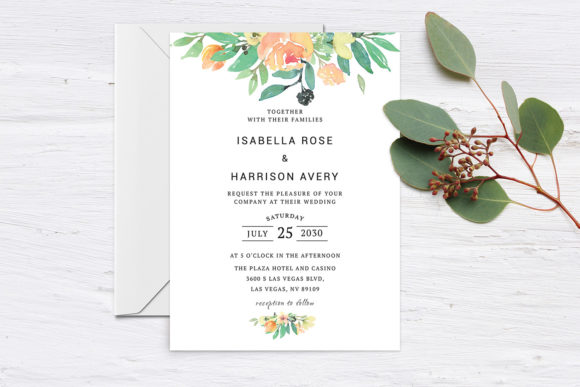 Download Green Watercolor Floral Wedding Template - Premium Bundle